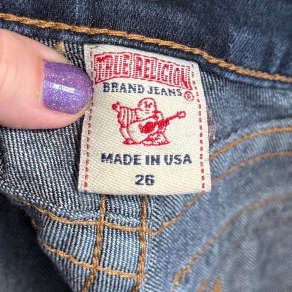 True Religion Joey Dark Wash Flare Jeans Made in USA Low Rise Size 26 - Picture 3 of 11
